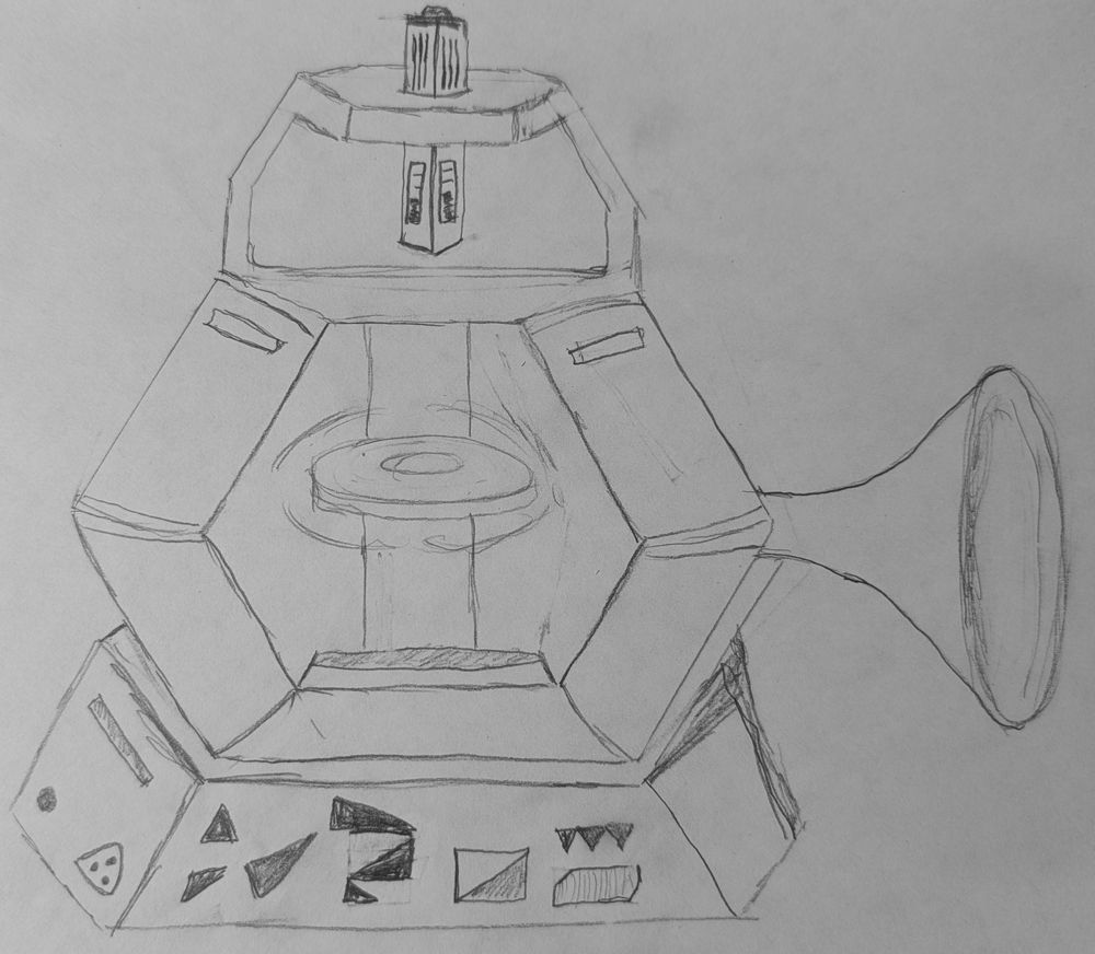 The Reliquary device — Drew's pencil drawing from Chapter 12